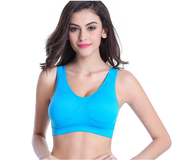 S-6XL Frauen Sport-Bh Fitness Lauf Weste Gym Workout Unterwäsche Gepolsterte Crop Tops Weibliche Sportswear Büstenhalter Push-Up Bhs XXL blau