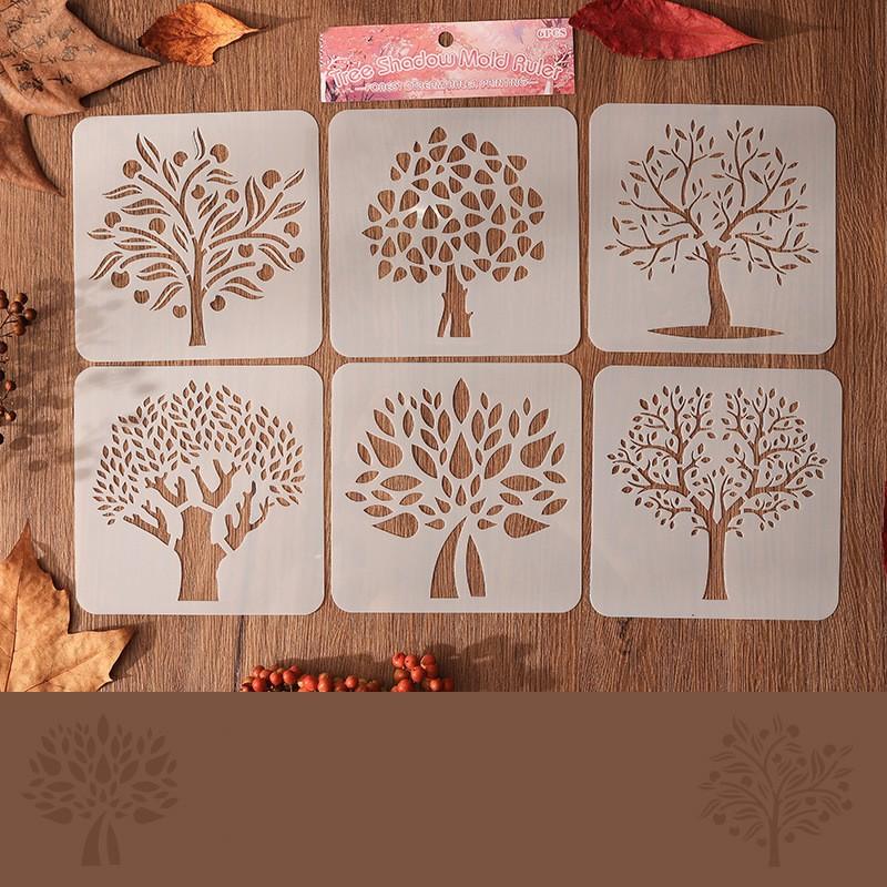 6-teiliges Set mit Textur-Schablonen zum Malen, Schablonen zum Malen und Dekorieren, Wellen-, Blumen- und Schmetterlings-Schablonen, Schülerbedarf