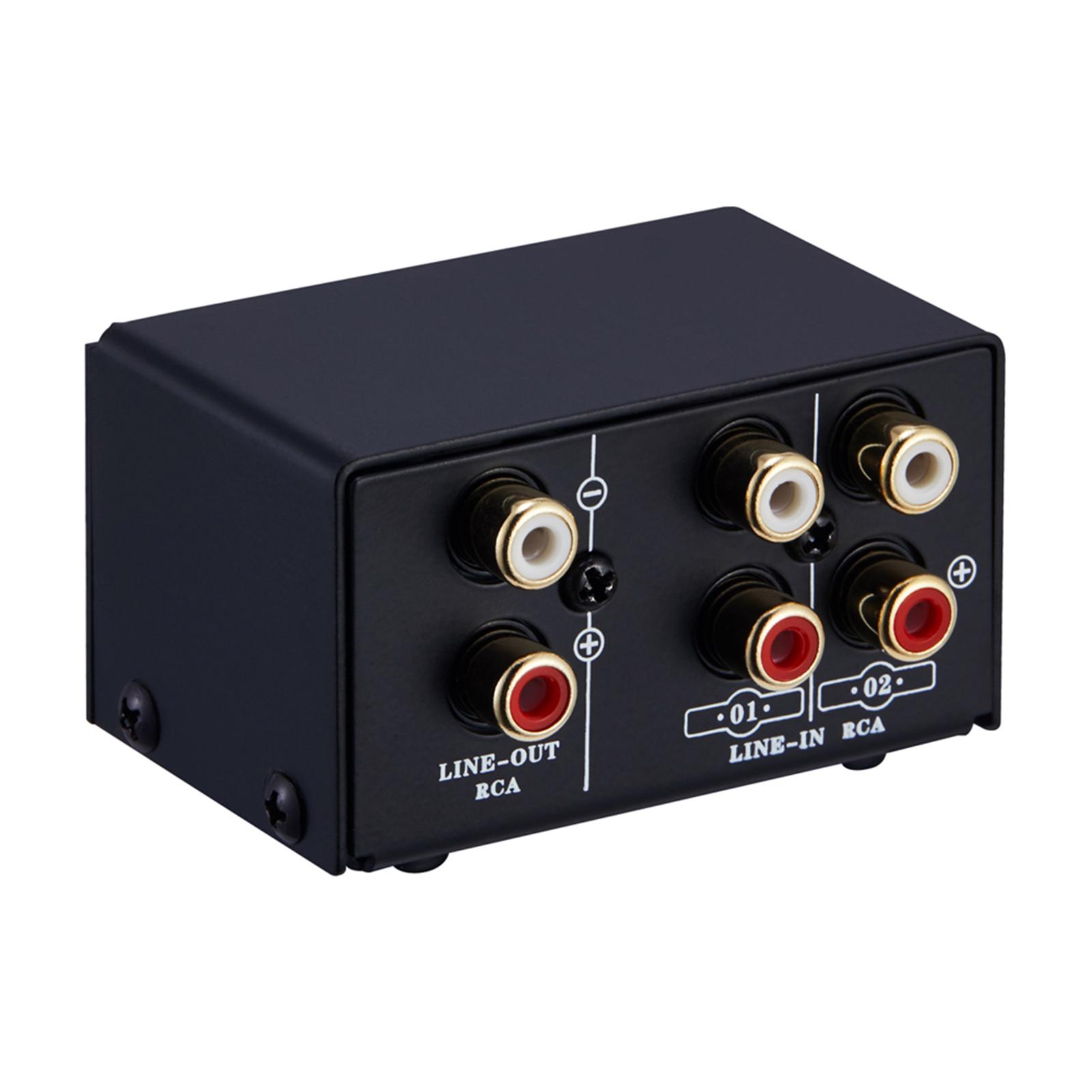 LINEPAUDIO Audio-Umschalter RCA 2 in 1 Out / 1 in 2 Out A/B-Schalter Stereo-Audio-Splitter-Box mit Nr RCA jack