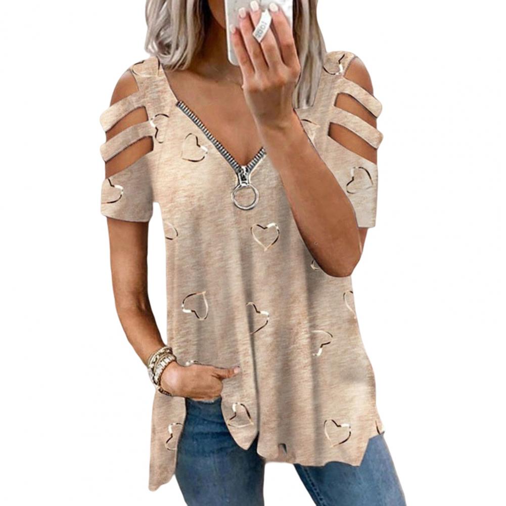 Damen Bluse Sexy Atmungsaktiv Damen Sommer T-Shirt Weiche Sommerbluse Übergröße Damen Sommer Top Damenbekleidung S khaki