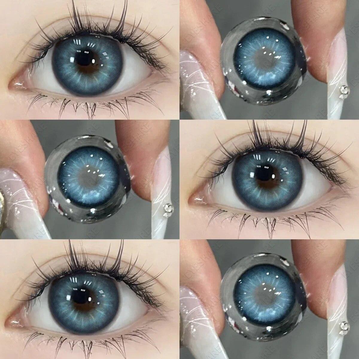 AMARA NEUE Kontaktlinsen, 2 Stück/Paar, farbige Kontaktlinsen für Augenfarbe, kosmetische Farbkontaktlinsen, Schönheit, Augen-Make-up, Schüler nanalam-blue