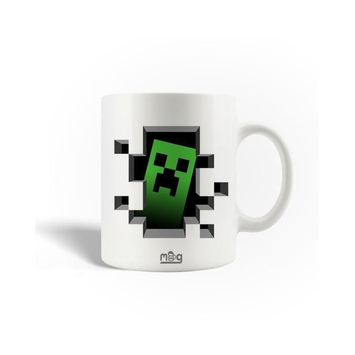 Keramiktasse - Minecraft - Wandaufkleber - 3er-Pack - 30cl - Spülmaschinenfest - Weiß