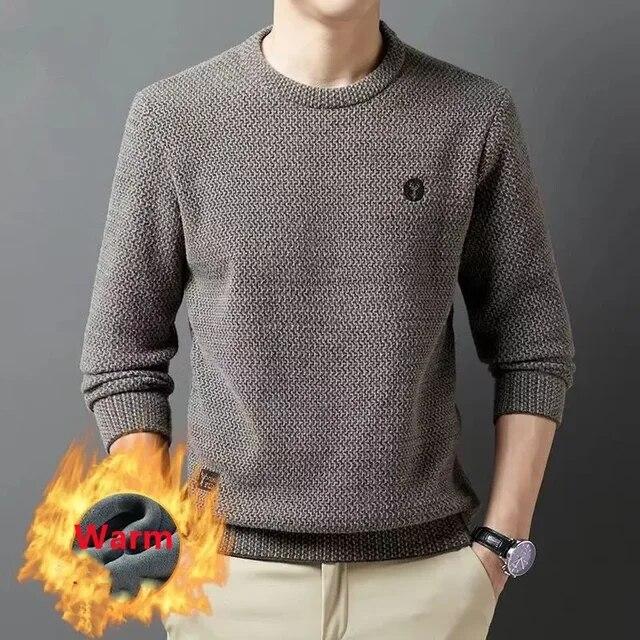 Männer Dicke Warme Pullover Herbst Winter Rundhals Casual Pullover Pullover Tops Solide Plüsch Verdickt Pullover Männer Kleidung M kamelfarben