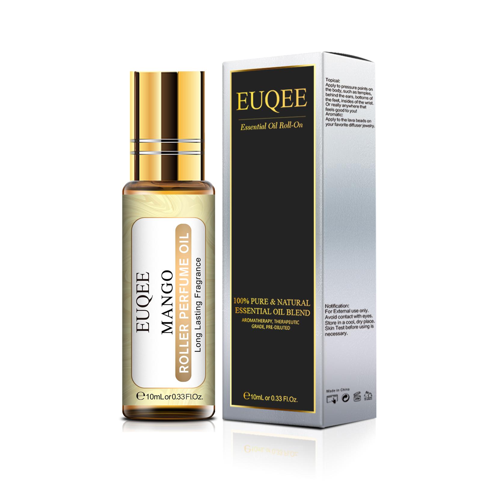10 ml EUQEE Roller-Parfümöl für Luftbefeuchter-Düfte, Schönheit, Hautpflege, Luftreiniger, ätherisches Parma-Veilchenwinkel-Kokosnuss- und Vanille-Blumenöl Mango