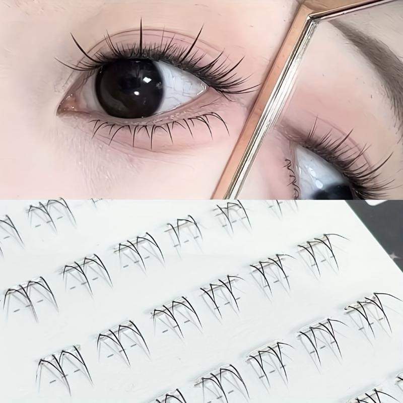 Selbstklebende untere Wimpern Kein Kleber benötigt Wiederverwendbar Untere Wimpern Koreanischer Stil Make-up DIY Individuelle Manga Wimpernbüschel ONESIZE gray
