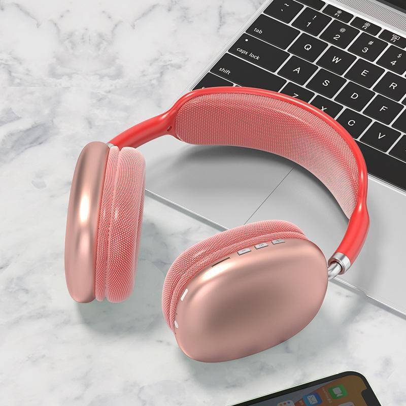 Drahtlose Bluetooth-Kopfhörer mit Mikrofon, Noise Cancelling-Headsets, Stereo-Sound-Ohrhörer, Sport-Gaming-Kopfhörer, unterstützt TF rot