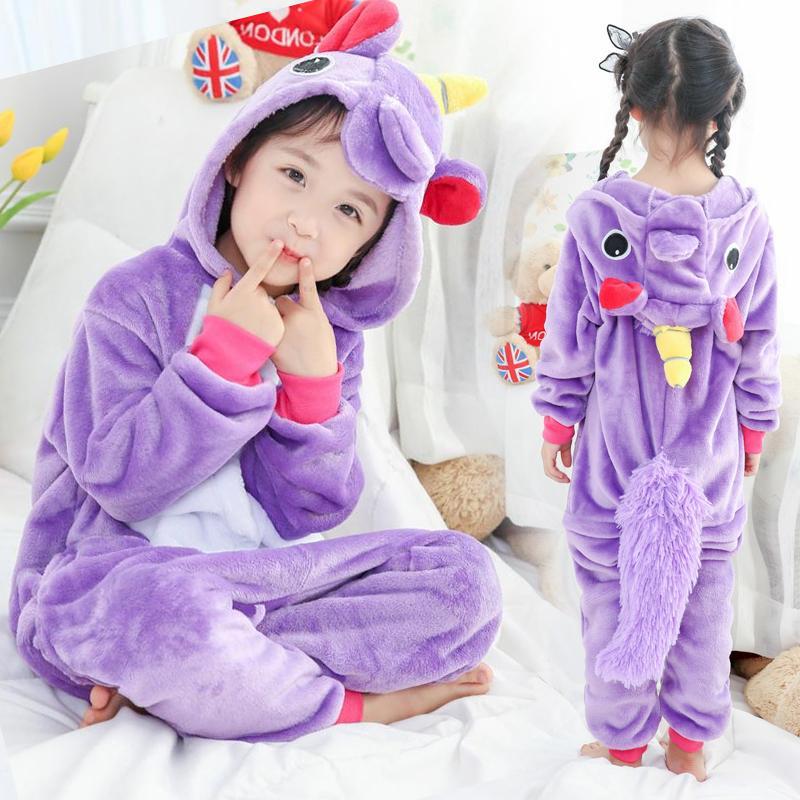 Kinder Tier Einhorn Pyjamas Set Mädchen Regenbogen Einhorn Pyjamas Kostüm Nachtwäsche für Kind Overall 4T violett