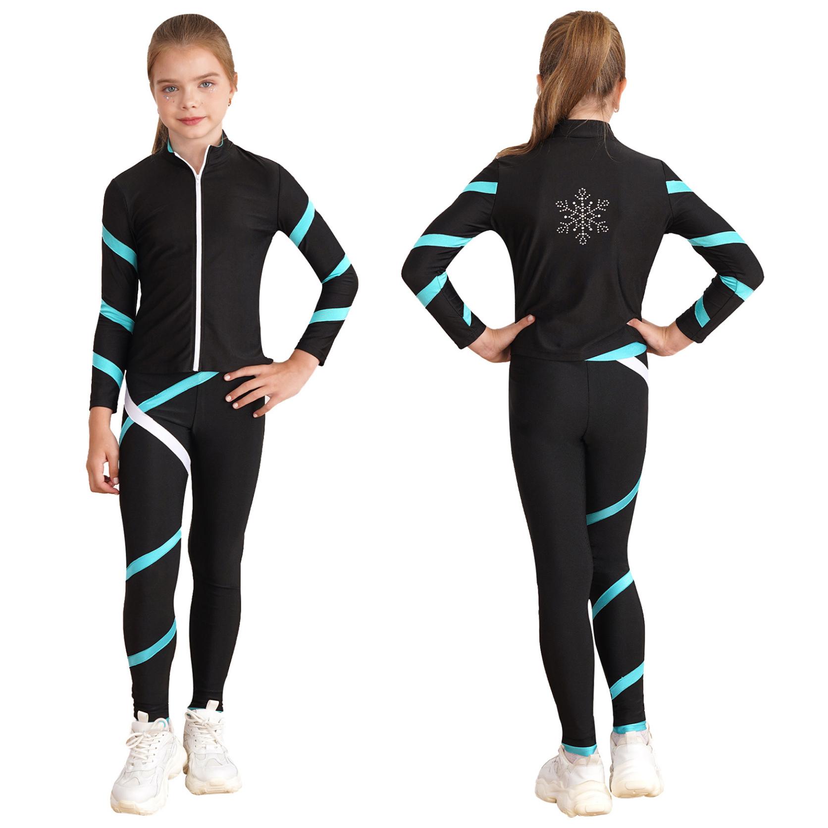 2-teiliges Set für Yoga, Laufen, Fitnessstudio, Training, Workout, Eiskunstlauf-Outfits, sportliche Sportkleidung, rhythmische Gymnastik, Bühnenkleidung 9-10 Years kobaltblau