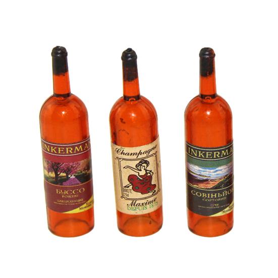 3 Stück Miniatur-Puppenhaus, Feengarten, simulierte leere Rotweinflasche, Kinderspielzeug