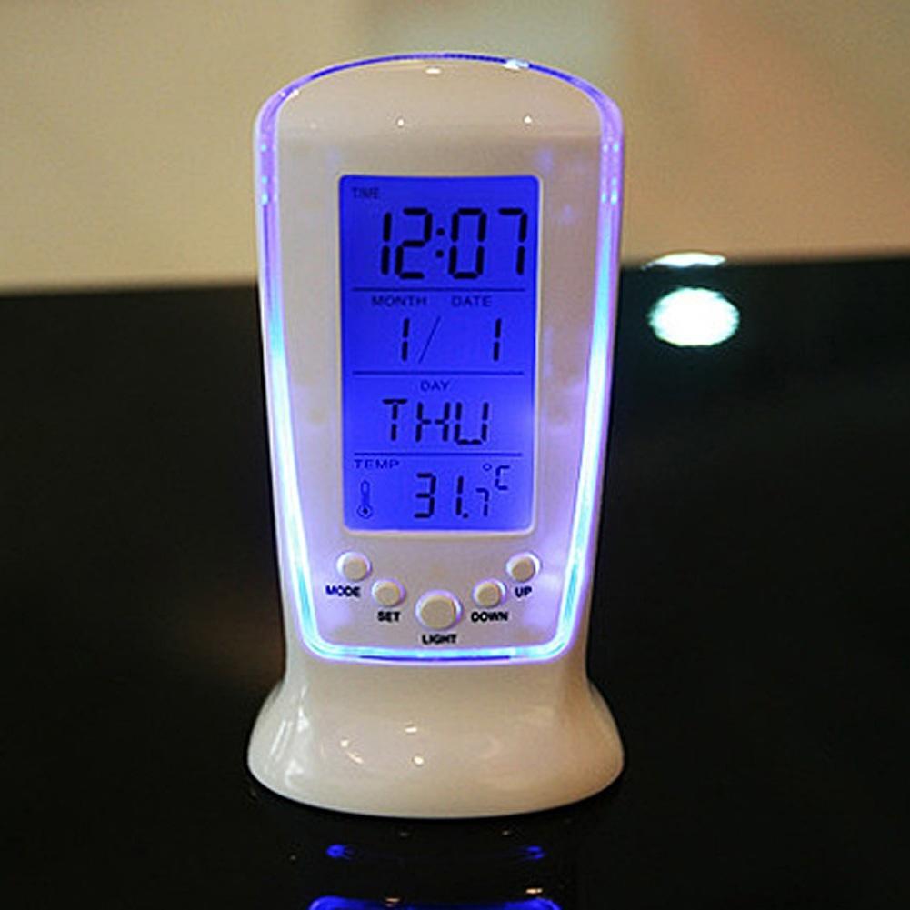 1PC Digital Wecker LED Blau Hintergrundbeleuchtung Schreibtisch Nachttisch Wecker mit Snooze Thermometer Kalender