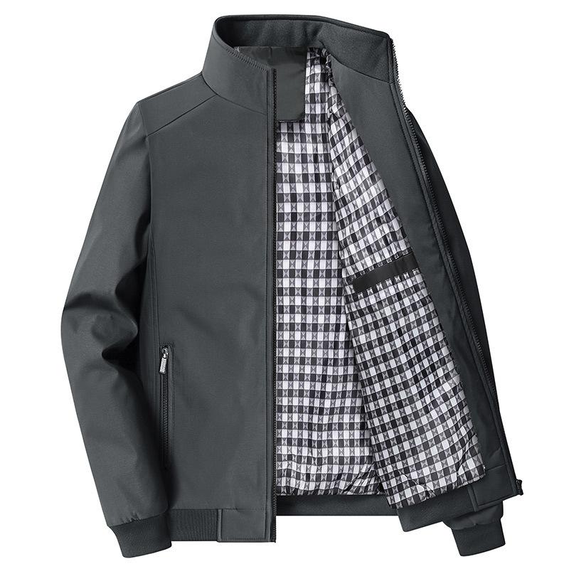 Jacken für Männer mittleren und höheren Alters, Oberteile für Frühling und Herbst, lässige Übergröße Herrenjacke XXXXXL grau