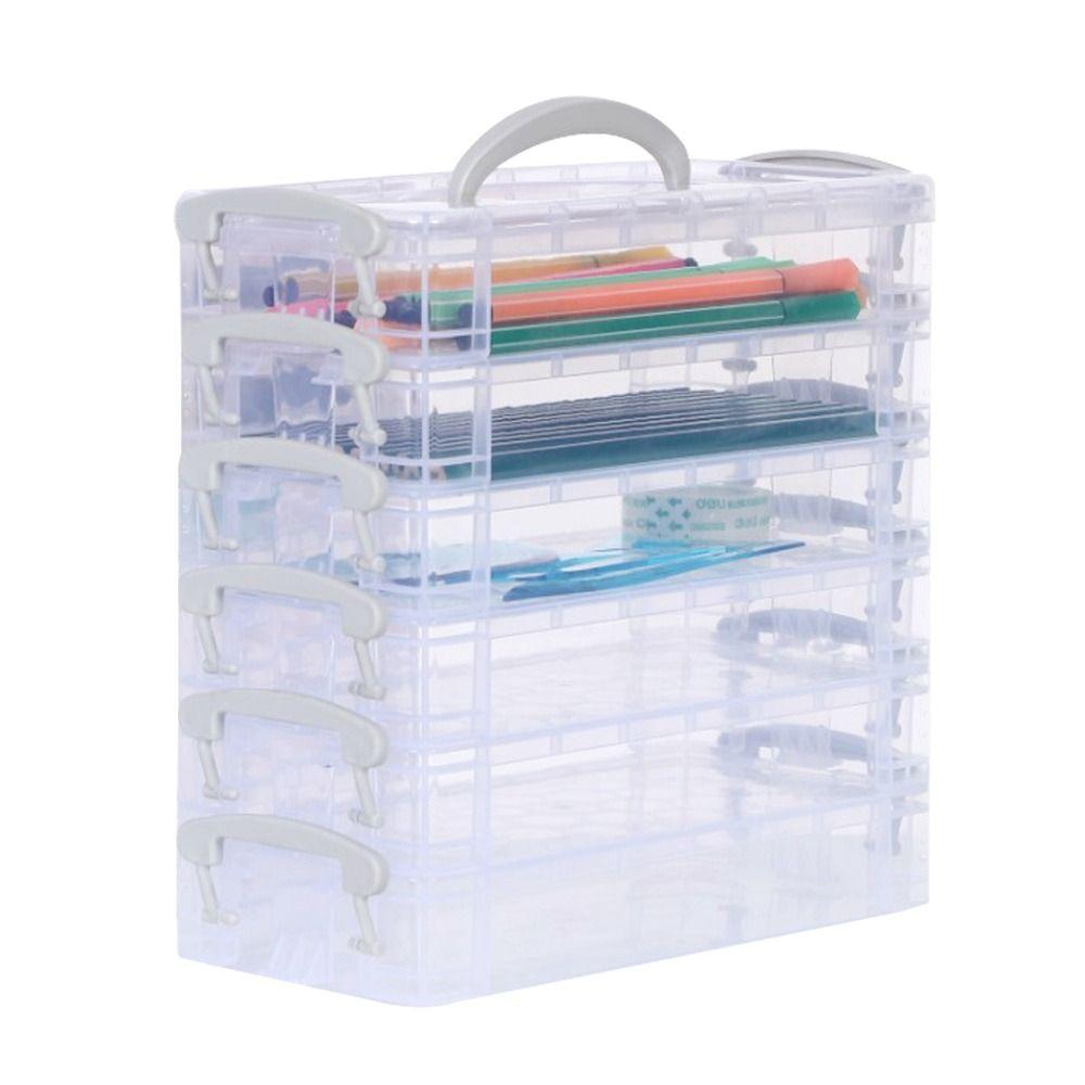 6-lagige abnehmbare Aufbewahrungsboxen Pinselbox Aquarellstift Aufbewahrungskoffer Große Kapazität Multifunktionaler Schreibwaren-Organizer Schulbedarf grau