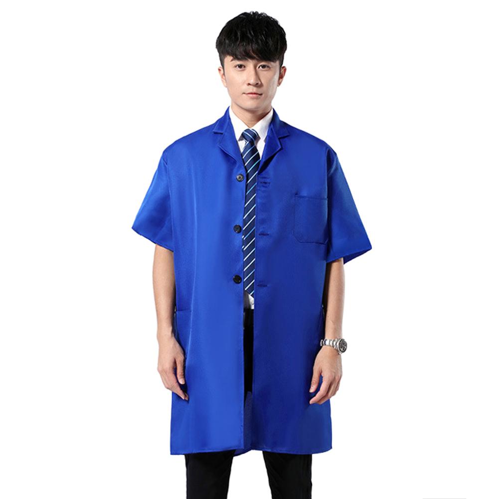 Staubdichte Herren-Laborkittel mit langen/kurzen Ärmeln, Knöpfen und Taschen, Arbeitskleidung für Herren L Short Sleeve