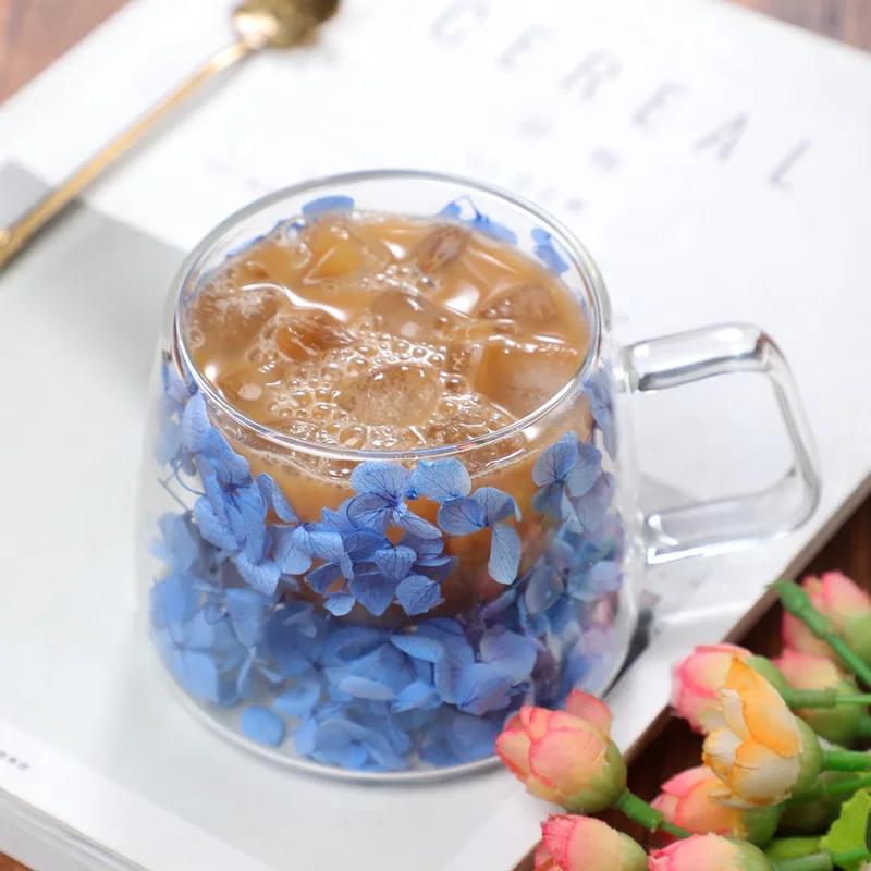 200ml Doppelwandiges Glasbecher Klar Blumen Glas Teetasse Doppelwandiges Glas Originalität Blumen Teetasse Hitzebeständige Teetassen 200ml beige