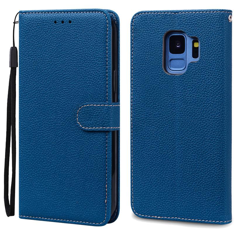 S9/S9 Plus Hülle Für Samsung Galaxy S9 Hülle G960F Leder Brieftasche Klapphülle Für Samsung Galaxy S9+ S 9 Plus G965 Coque Handyhülle For Samsung S9 Plus navy blau
