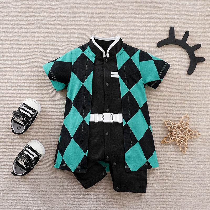Demon Slayer Cosplay Kostüm Baby Kleidung Kinder Cartoon Anime Strampler Junge Mädchen Chrismats Halloween Baby Cosplay Colthes Säugling Baby Overall Overalls 66cm blue