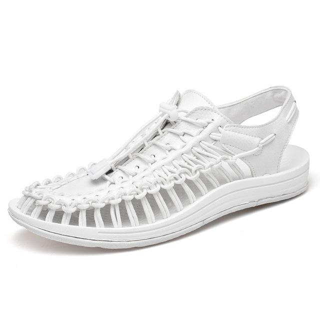 Sommer männer Casual Strand Schuhe Gestrickte Sandalen Paar Sandalen Römische Sandalen Outdoor Hohl-out Große Größe Wanderschuhe 40 weiß