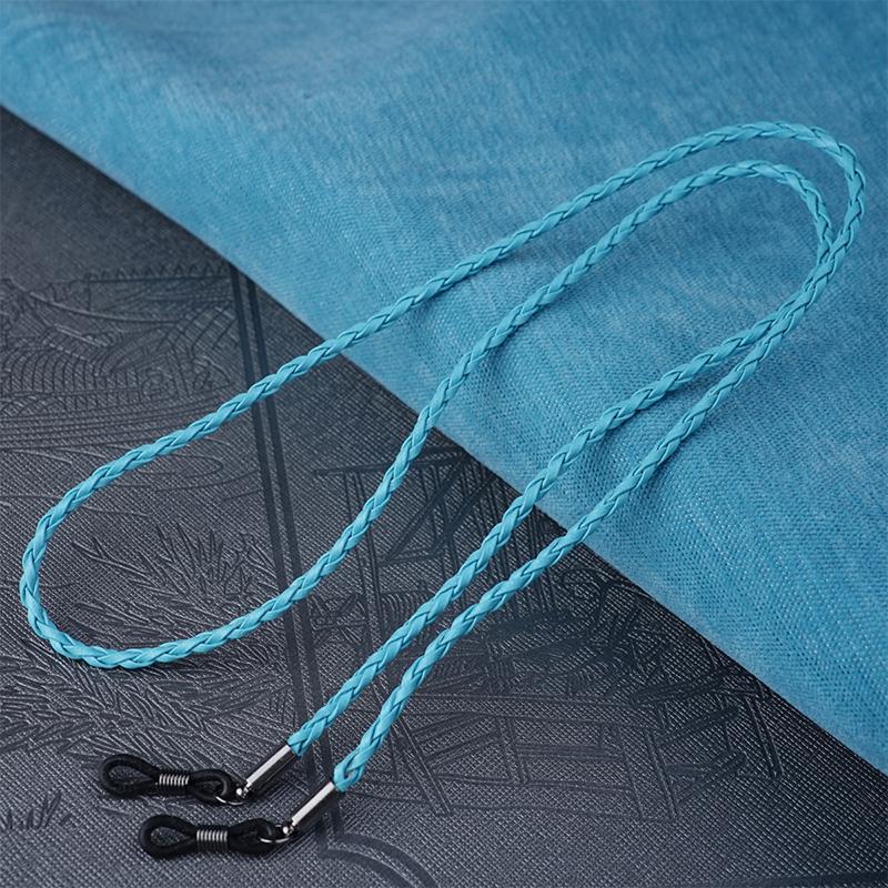 Dicke gedrehte Sonnenbrillen-Lederseilkette, Brillen, geflochtene Brillen-Lanyard-Riemen himmelblaue