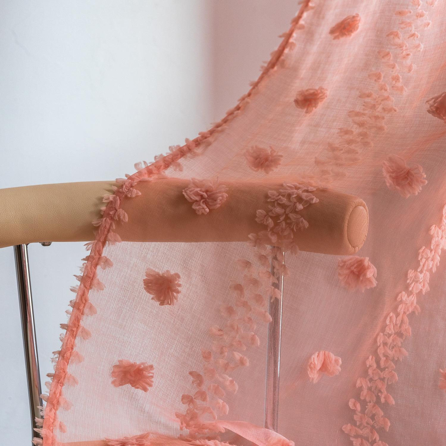 Getuftete Fellbommeln Böhmische Weiße Vorhänge Gestickte Blumen Marokkanisches Wohnzimmer Schlafzimmer Durchscheinende Vorhänge height 45 * 140 width brown