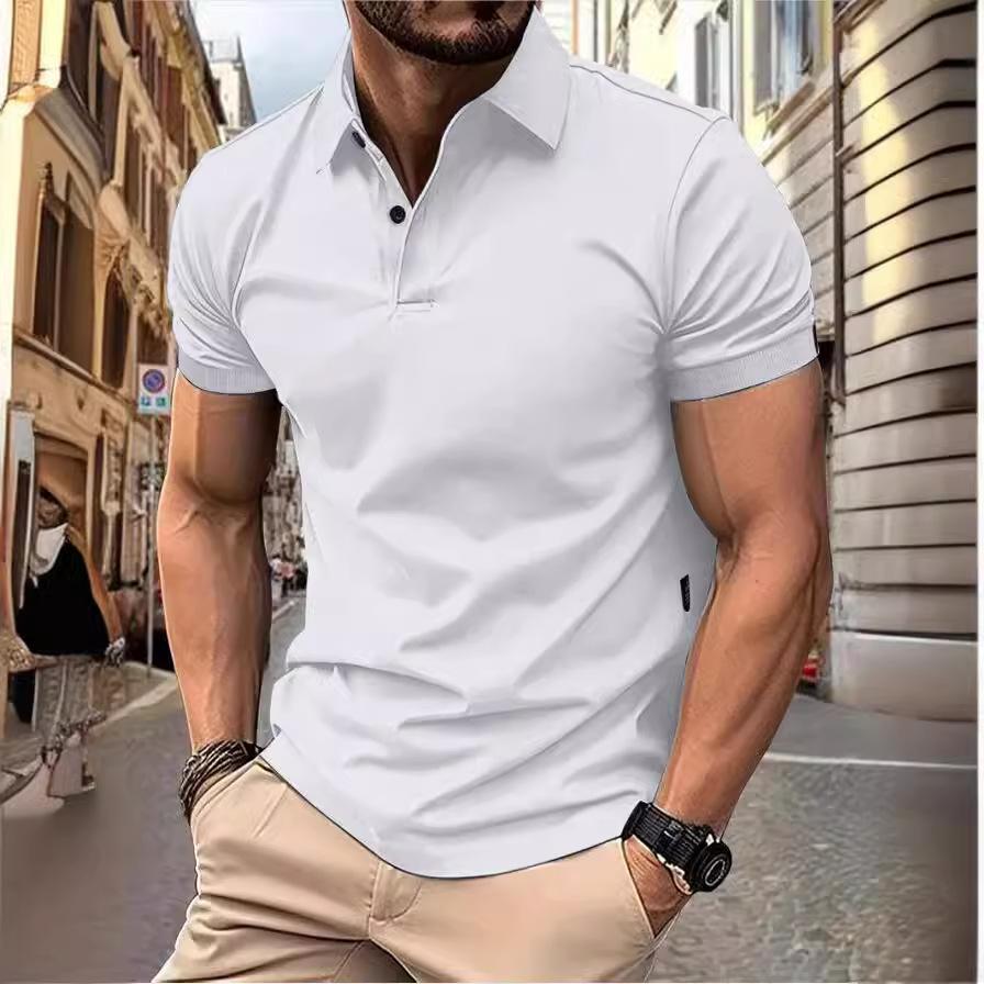 Herrenmode Sommer Polo T-Shirt Lässiges Atmungsaktives Oberteil Reverskragen Hals Kurzarm Bequemes Sport T-Shirt Yasheng M weiß