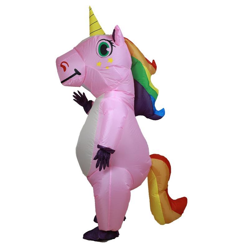 Anime aufblasbares Einhorn Kostüm Rosa Ganzkörper Einhorn Cosplay Kostüme mit Gebläse Lustiges Party Halloween Kostüm für Erwachsene One Size