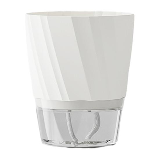 Selbstbewässernder Pflanztopf Blumentopf mit transparentem Reservoir Pflanzgefäß mit Dochtschnüren und Drainagelöchern für Orchideen Afrikanisches Veilchen Sukkulenten Zimmerpflanzen Middle weiß