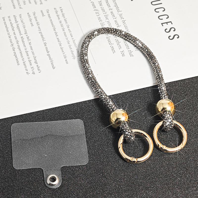 Heller Strass Handy-Lanyard Kristall Handyhülle Kettenriemen Handyzubehör Grey 30cm