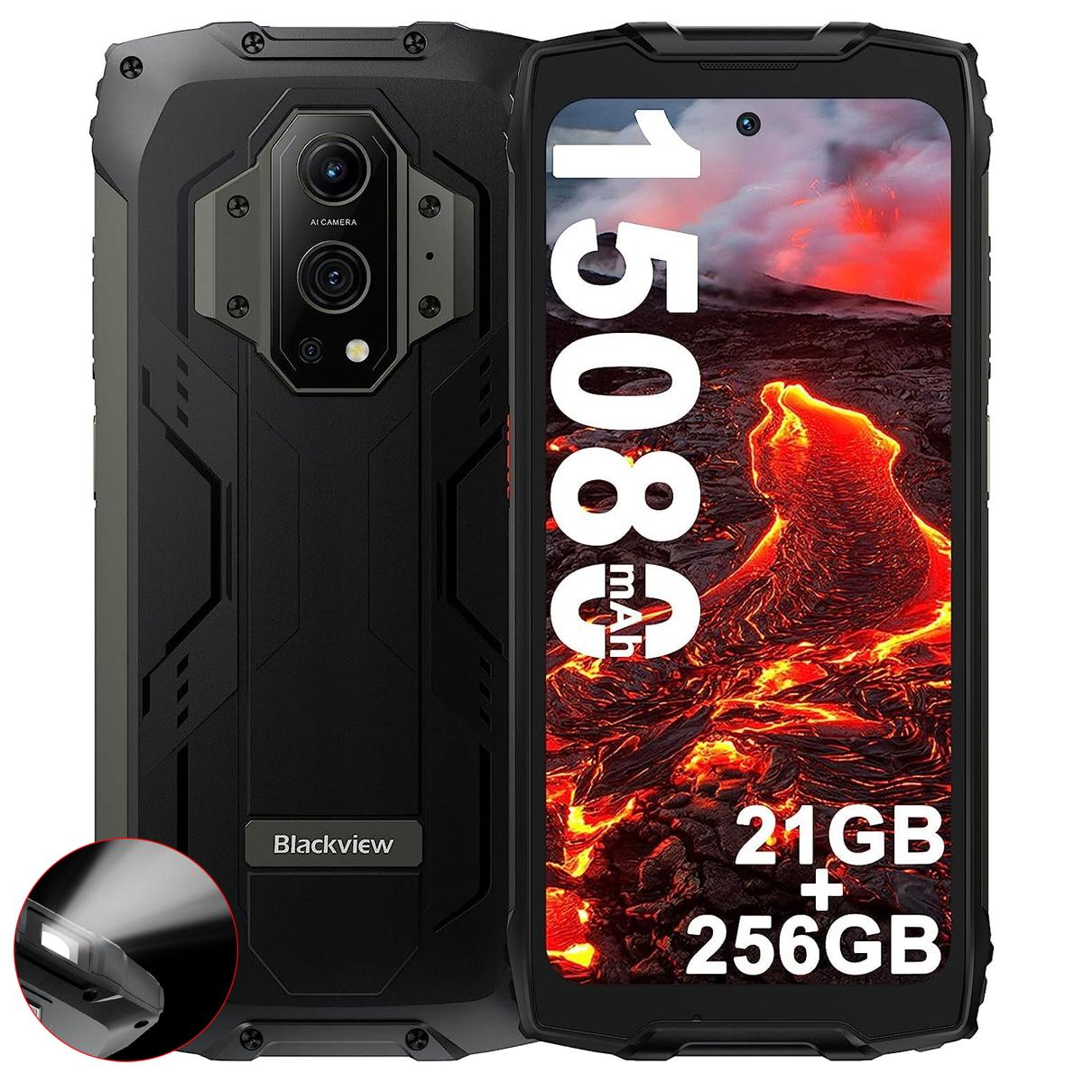 Refurbished Blackview BV9300 G99 Robustes Telefon 21GB 256GB 6.7  120Hz Smartphone 15080mAh Lasermessung Mobiltelefone Global only phone schwarz