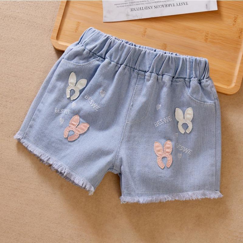 Sommer Kinder Kurze Denim Shorts für Mädchen Mode Mädchen Kurze Prinzessin Jeans Kinder Hosen Mädchen Shorts Blume Mädchen Kleidung 160cm