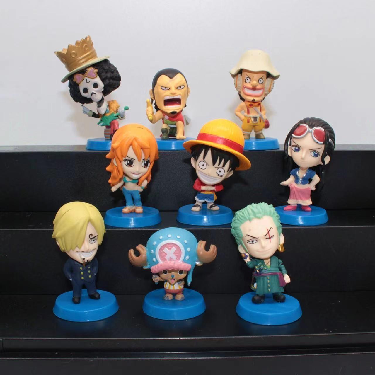 9 Stück/Set Anime One Piece Figur Luffy Roronoa Zoro Q Version Action Figur Kawaii Puppe PVC Figur Spielzeug Kindergeburtstag Weihnachtsgeschenk gray