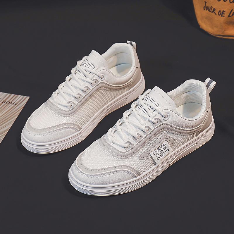Weiße Schuhe Damen All-Match Mesh Atmungsaktiv All-Match Flache Schuhe Student Weiße Schuhe Sommer Lässig Papa Sport Board Schuhe 40