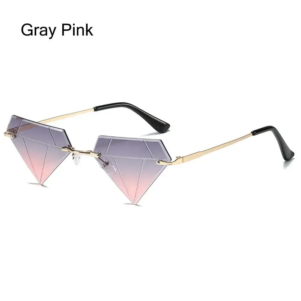 Vintage Brillen Abschlussball Diamantförmige Dreieck Sonnenbrillen für Damen Retro Tönungen Randlose Sonnenbrillen
