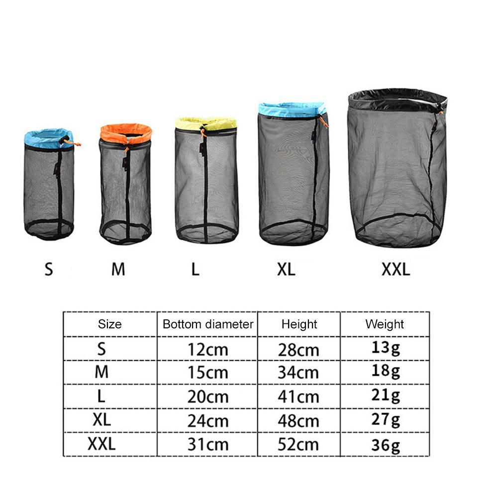 5 Stück/Set Reise Netz Aufbewahrungstasche Outdoor Kordelzug Packsack Camping Reise Organizer Wanderwerkzeug Zubehör Mehrfachtaschen schwarz
