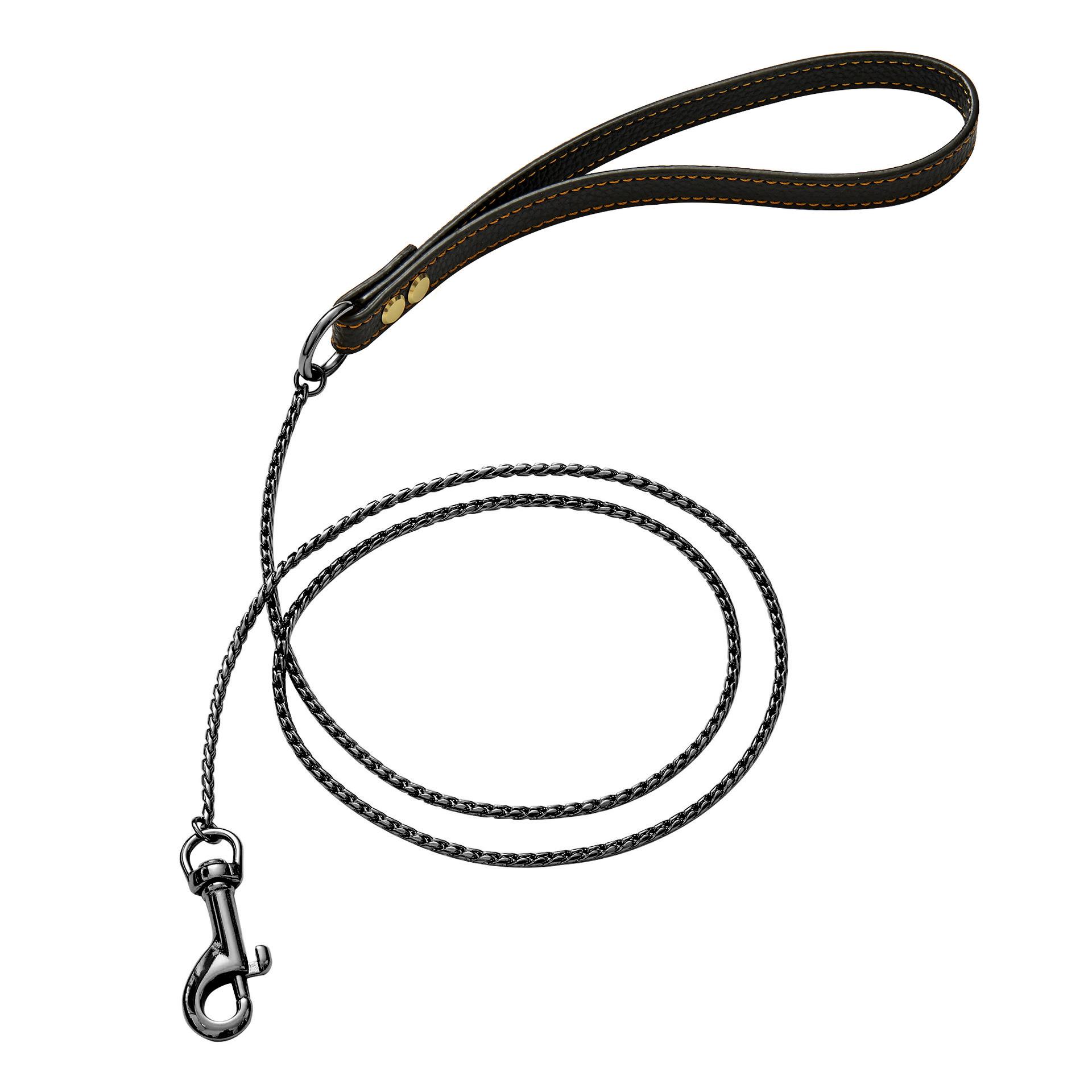 Hochbelastbares Hunde-Würgehalsband Slip Hunde P-Kette Schlangenhalsband Plattiert Rostfrei Hundetrainingshalsbänder für Kleine Große Hunde Schwarz/Gold 4FT(120cm)