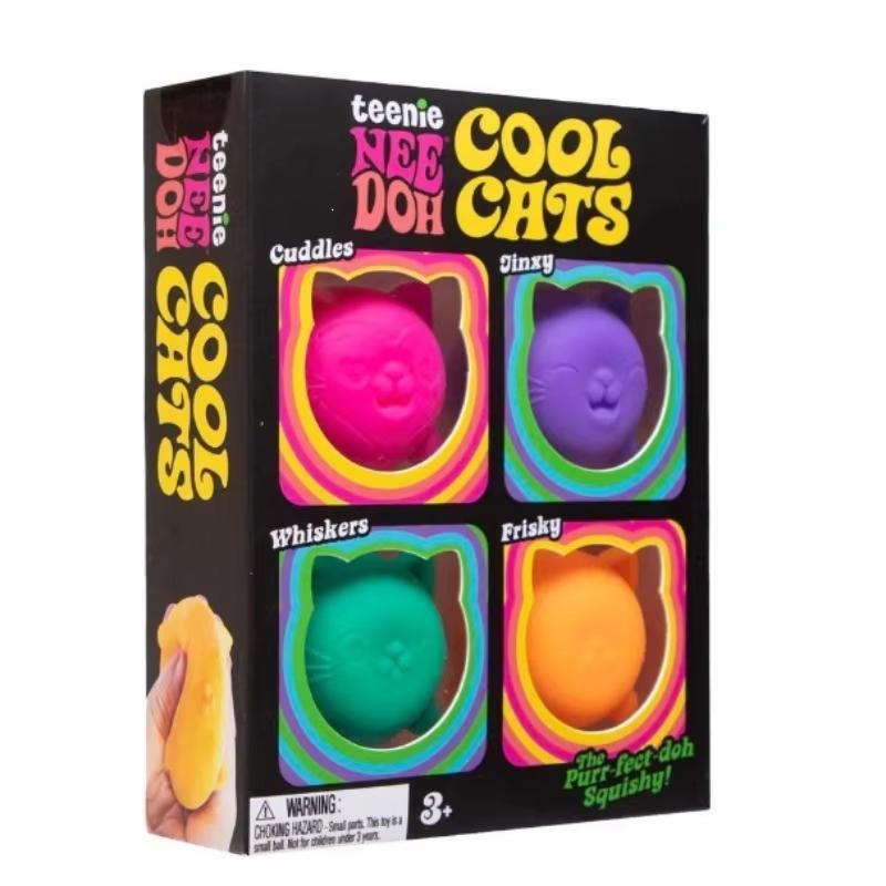 Schylling Needoh Cool Cats Squishy Spielzeug Slow Rise Stressabbau Ball Sensorisches Fidget Spielzeug für Erwachsene Kinder Anti-Angst Sensorisches Spielzeug