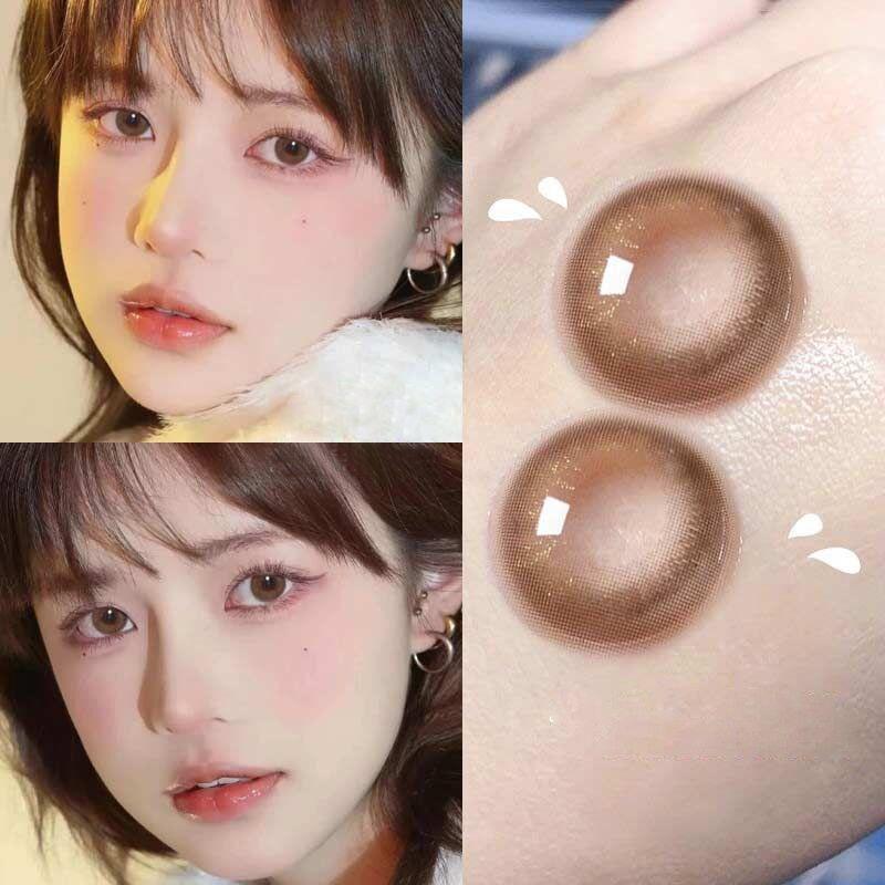 Farbige Kontaktlinsen, 2 Stück/1 Paar, weiche Augenkontaktlinsen, natürlich, weich und bequem, Myopie-Kontaktlinsen mit Sehstärke 0 kaffeebraun