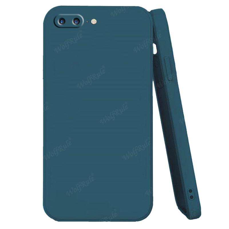 Für iPhone 8 Plus Hülle Abdeckung Apple iPhone 7 8 6 6S Plus Capas Bumper Original Flüssigsilikon TPU Soft Cover Für iPhone 8 Plus For iPhone 8 Plus blau