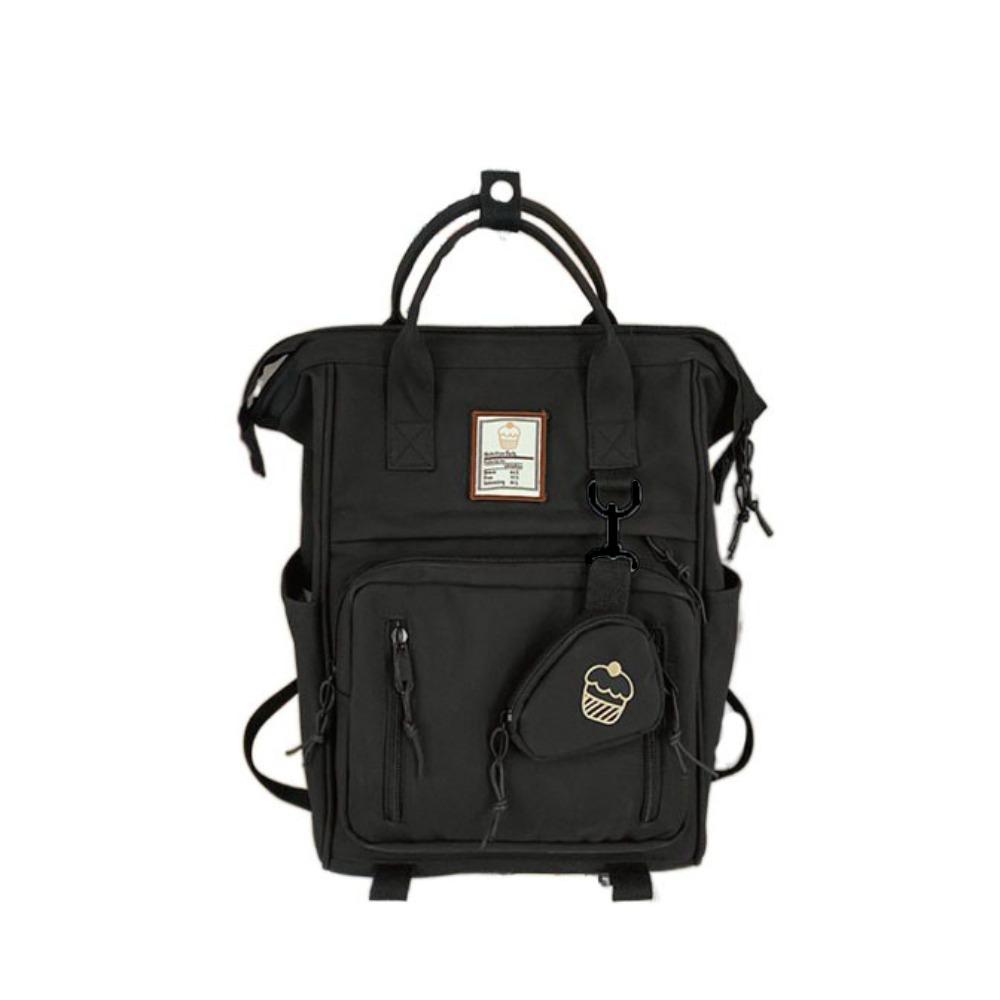 Große Kapazität College Schulrucksack Tragbar Ins Umhängetasche Verschleißfester Laptop Rucksack Damen schwarz
