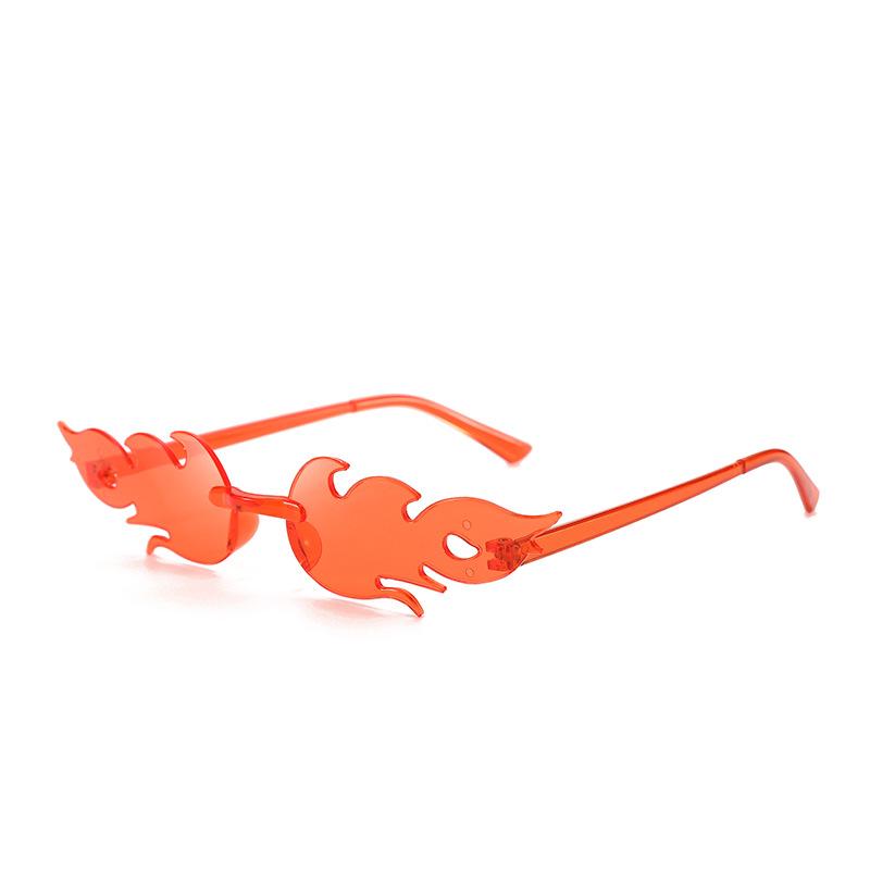 Hochwertige Flammen-Sonnenbrille Randlos Persönlichkeit Bunt Ballparty-Sonnenbrille Süßigkeit Hip-Hop Frucht Einteilige Brille red