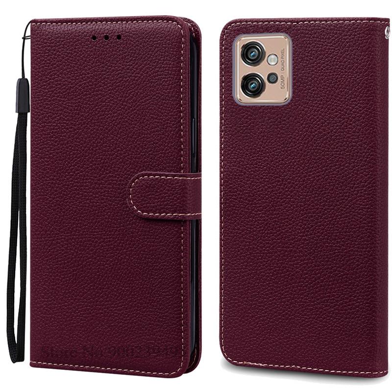 Ledertasche für Motorola Moto G32 Hülle Magnetische Flip-Wallet-Hülle Abdeckung für Moto G32 MotoG32 G 32 Kartenfach Handyhüllen Fundas for Moto G32 wein rot