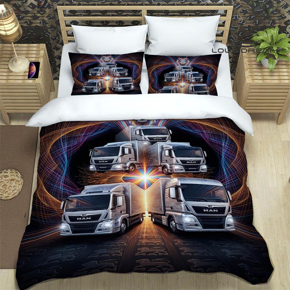 M-Man LKW Retro bedruckte Bettwäsche-Sets exquisites Bettwaren-Set Bettbezug Steppbett-Set Bettwäsche-Set Luxus Geburtstagsgeschenk 135x200cm