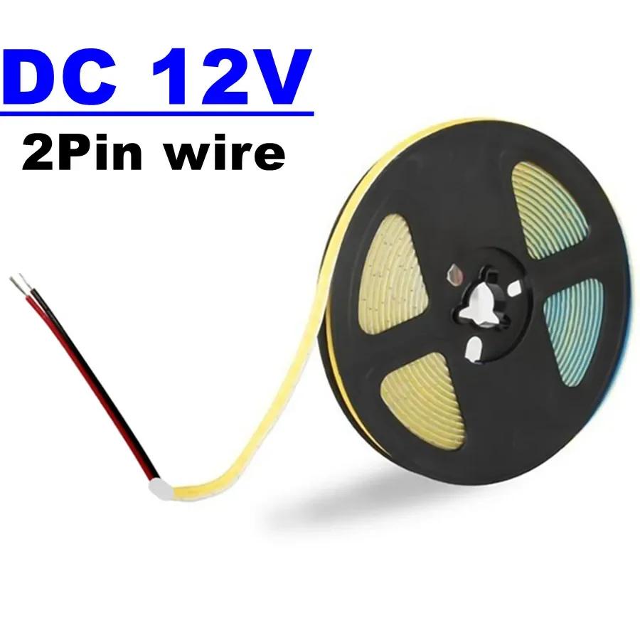 DC 5V 12V USB LED COB Streifen 400Leds/m 5mm Weiß Warm Weiß LED Streifen licht 1- 10m LED String Licht TV Hintergrund Beleuchtung Band Home Decor Lampe 2Pin wire 0.5M weiß