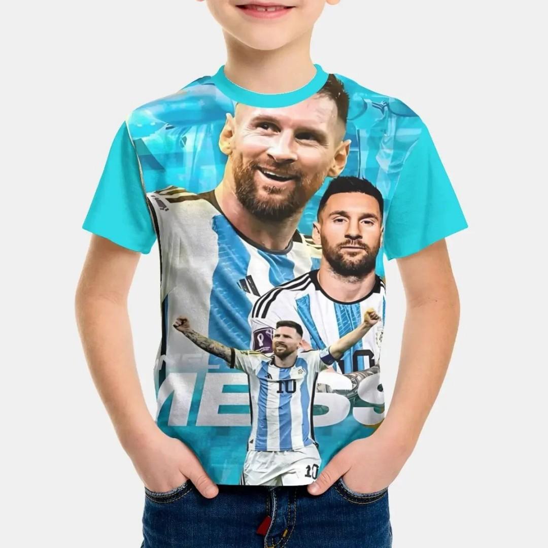 Sommer Neu Fußballstar Nr. 10 Bedruckte Kinderkleidung Herrenkleidung Messi Kinder Jungen und Mädchen Kinder T-Shirt 120 blue