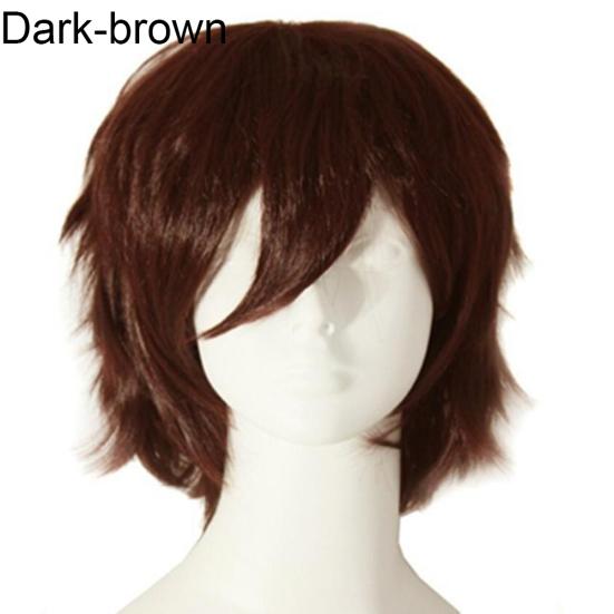 Orion Männer Frauen Multi-Color Kurze Gerade Haarteil Volle Perücke für Anime Party Cosplay One Size dunkelbraune
