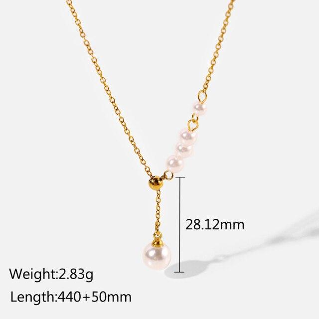 Gold Perle Trendy Anhänger Halskette Dame Mode Einfache Perlen Halskette Edelstahl Retro Schmuck Party Exquisite Geschenk gold