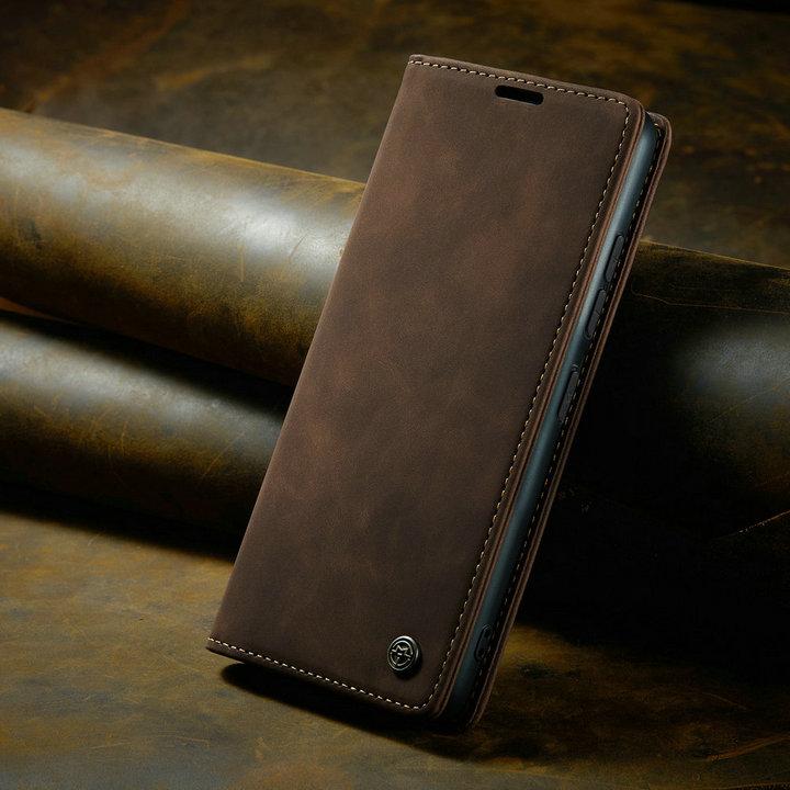 Luxus-Hülle für Xiaomi Redmi Note 14 4G 5G 2025 Flip Cover Magnetische Leder-Kartentasche Buchhülle Redmi Note 14 Pro Plus Fundas Redmi Note 14 Pro 4G kaffeebraun