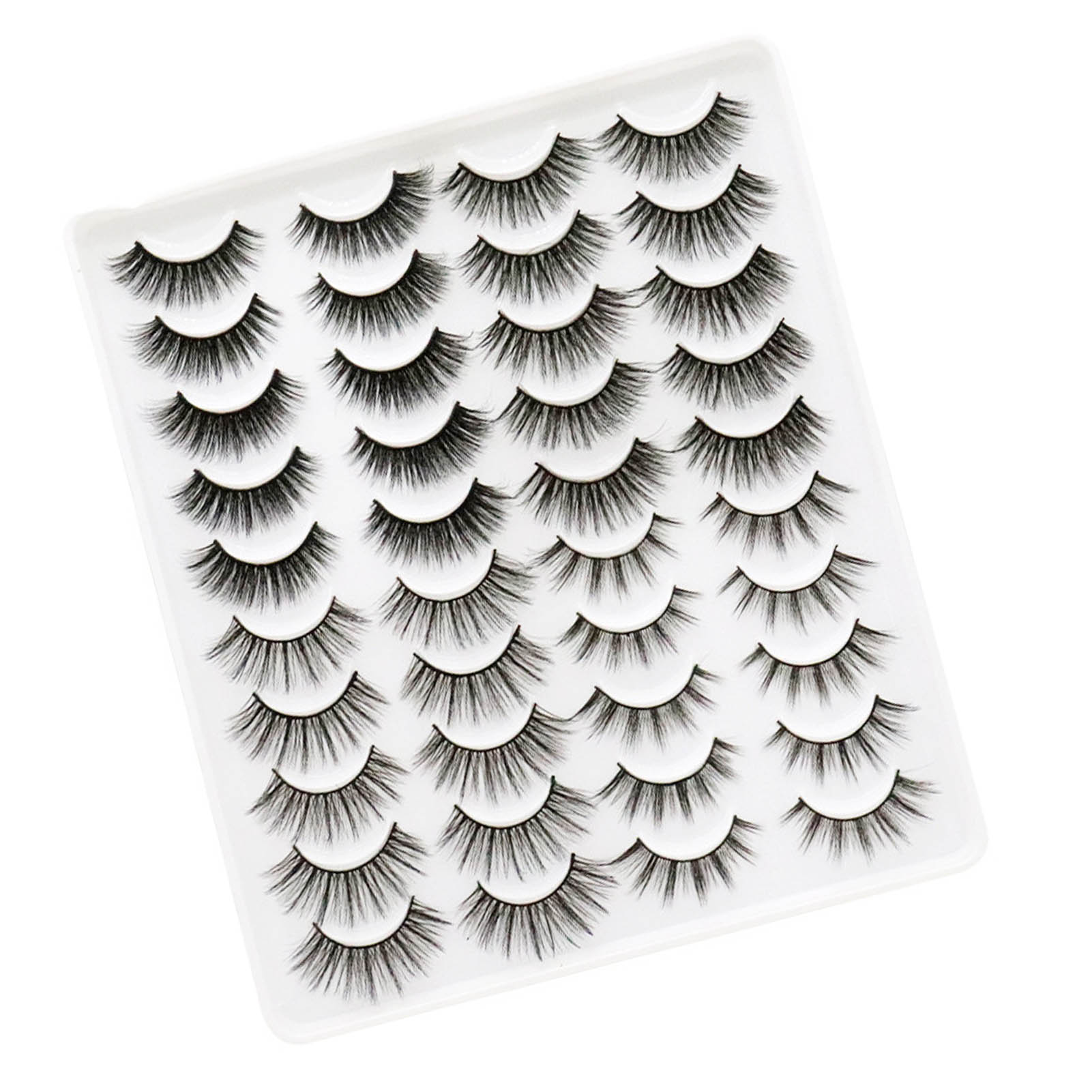 20 Paar Natürliche Wimpern Flauschige Kreuzfaser 3D Falsche Wimpern für Party Arbeit Shopping