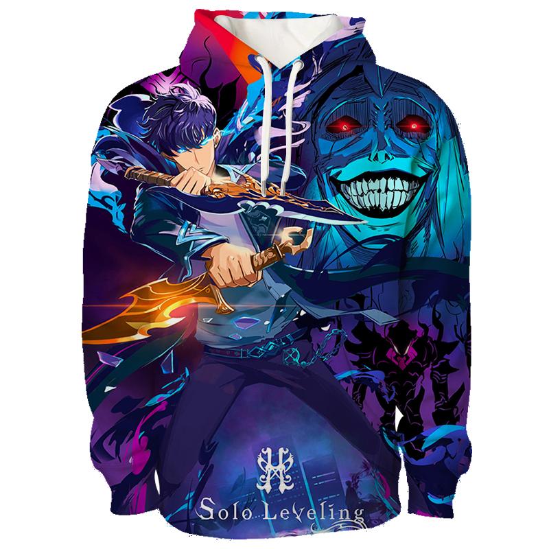 Harajuku Anime Solo Leveling Sung Jin Woo Grafik Hoodie Männer Lose Langarm Sweatshirts Mode Manga Hoodies Herrenbekleidung S