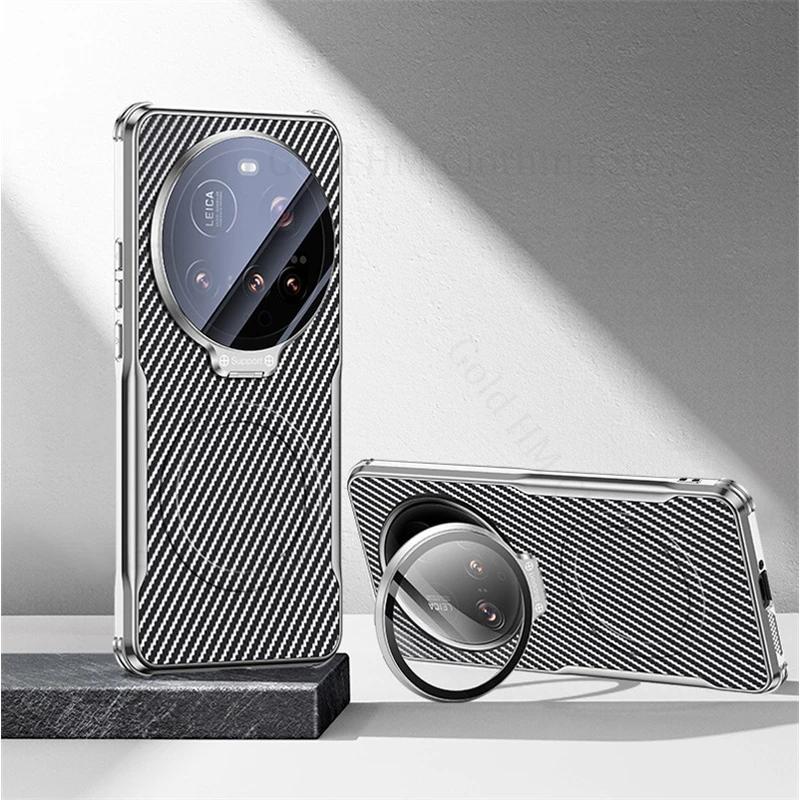 Kevlar-Faser Magnetische Stoßfeste Hülle Für Xiaomi 15 Ultra 14 Pro Für Magsafe Flip-Objektiv Ständer Abdeckung Für XIaomi 14 Ultra For Xiaomi 15 Pro graue