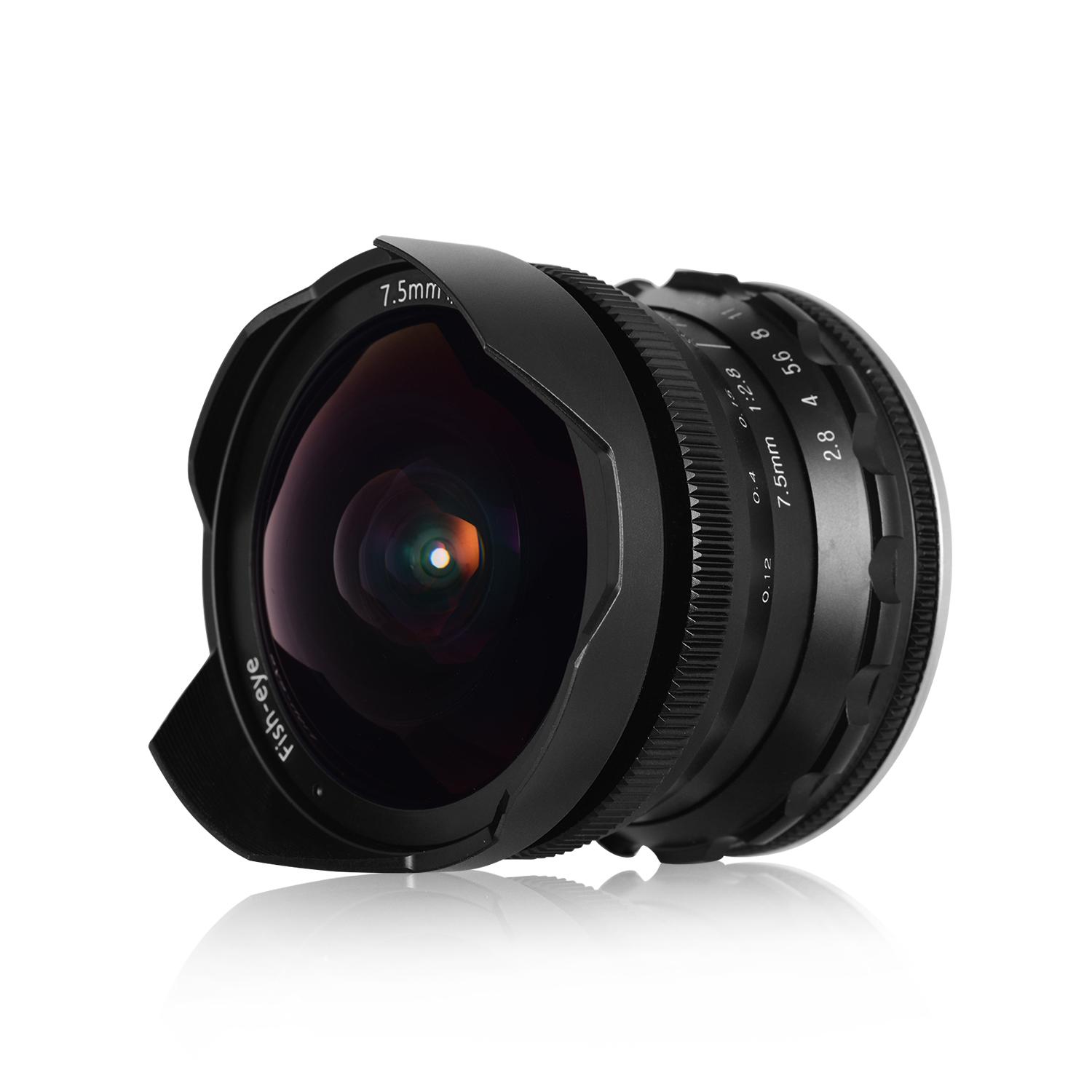 7,5 mm F2,8 Fisheye-Objektiv mit manueller Fokussierung, 180 Grad Ultraweitwinkel-E-Mount-Objektiv mit großer Blende E-Mount schwarz